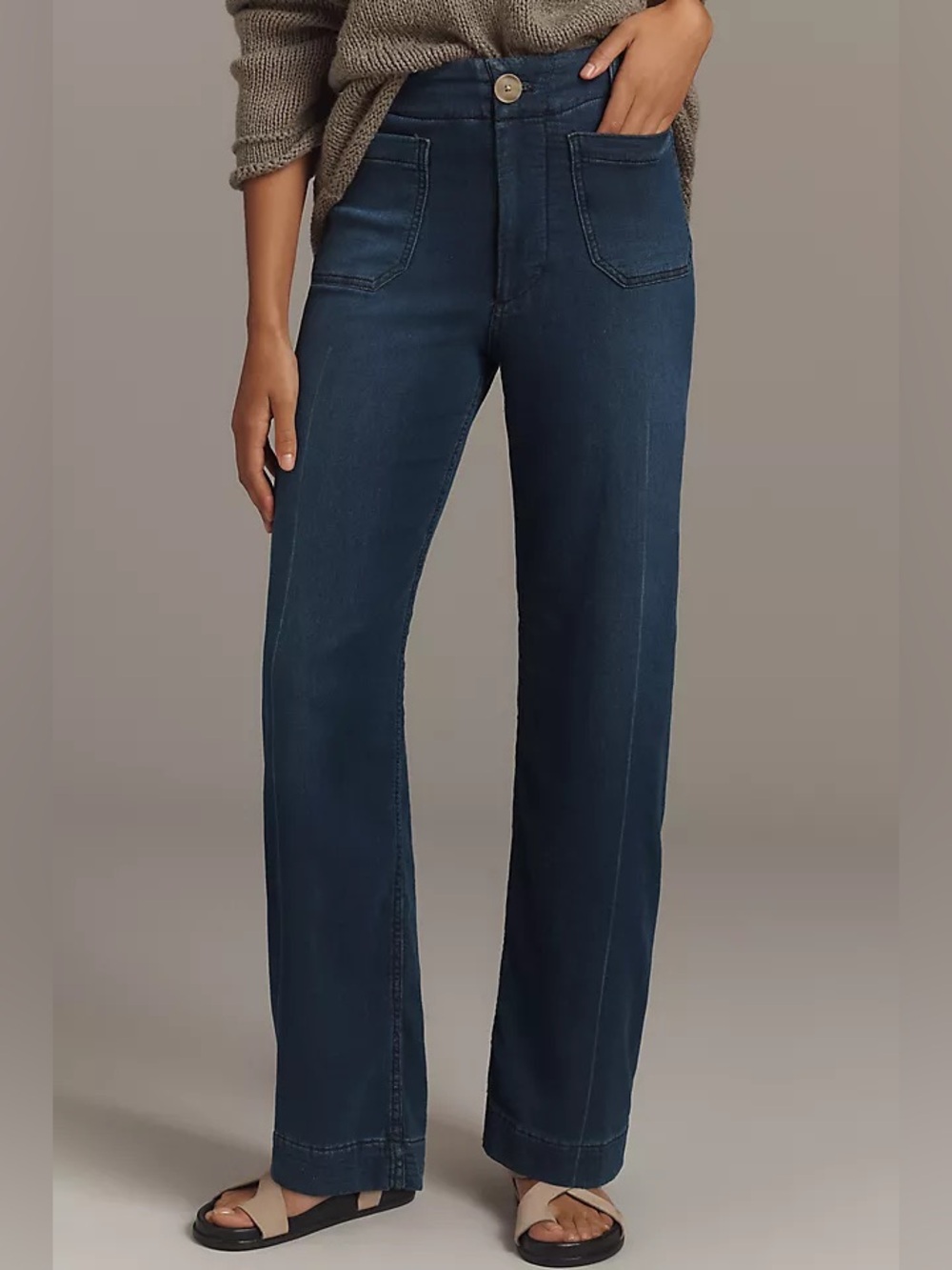 Maeve the Colette Knit Full-Length Wide-Leg Jeans Sz 27P